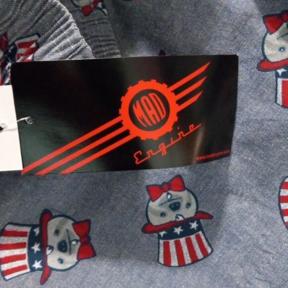 MAD Engine S Boxers Gray Flag Patriotic Americana Gopher Hat Bow Tie Stars - Picture 8 of 8